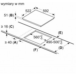 Wymiary płyty indukcyjnej PVS631FC5E