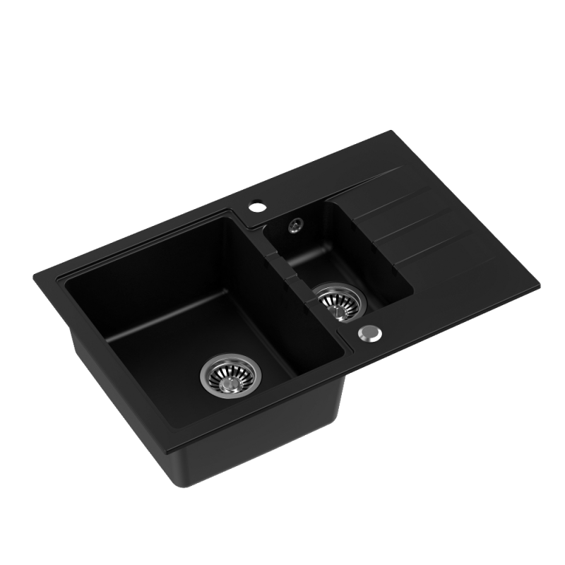 Zlewozmywak granitowy czarny mat