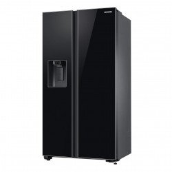 Lodówka side by side, czarne szkło